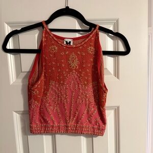 Missoni Red and Gold Embroidered Crop Top